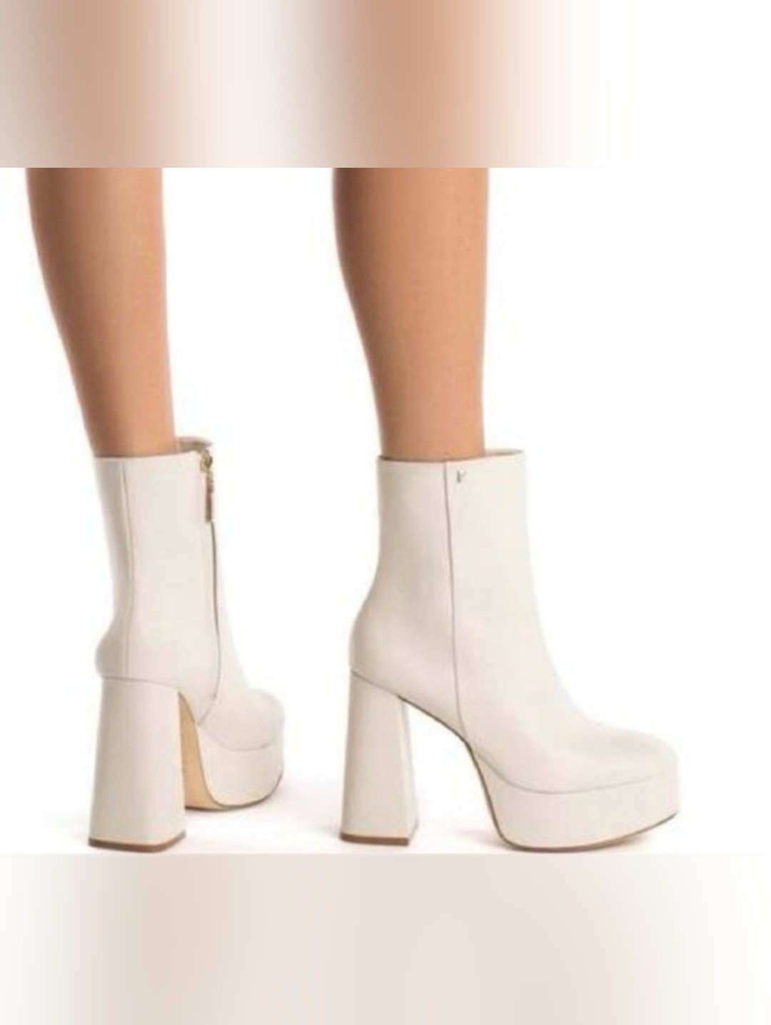 Larroude Dolly Platform Leather Ivory Boots